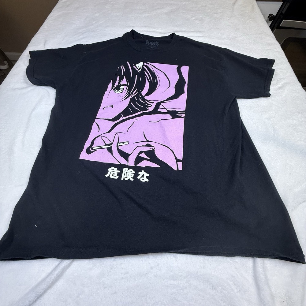 Spencer’s Anime Girl Dangerous Japanese Graphic T-Shirt Black Adult Large